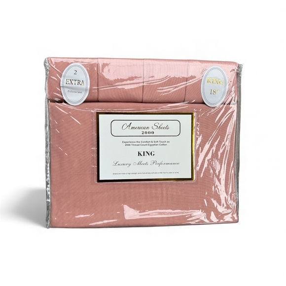 American Sheets 2000 Egyptian Cotton King Size muted Pink sheet set new - Picture 1 of 2